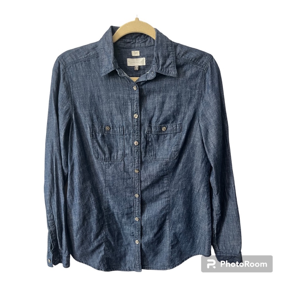 Ann Taylor Loft The Softened Shirt - Size S - Denim - Long Sleeve